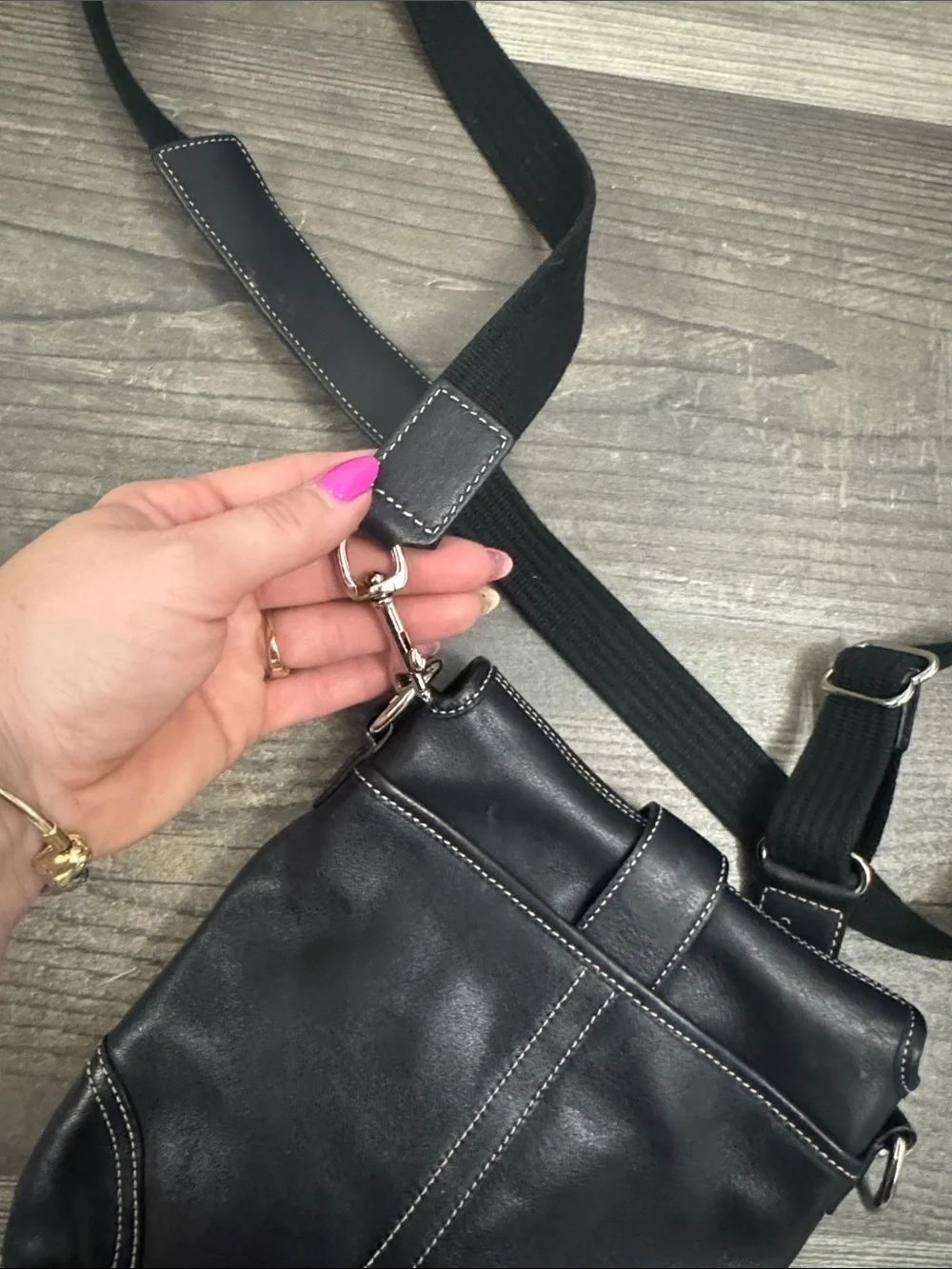 Coach Vintage Soho Black Leather Crossbody Bag with Silver Buckle